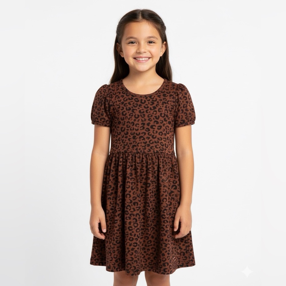 NWOT Tahari Brown Leopard Print Kids Dress